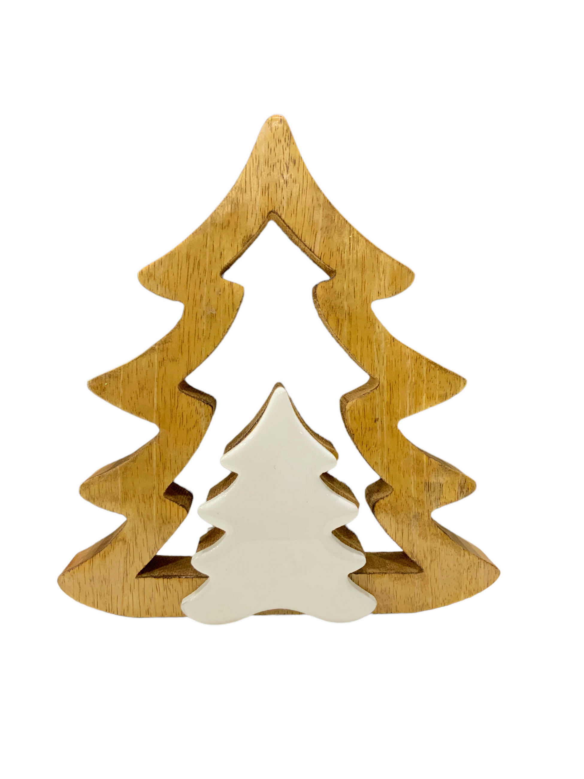 DEKOBAUM  - Naturfarben/Weiß, LIFESTYLE, Holz (27,5/30/3,25cm) - X-Mas