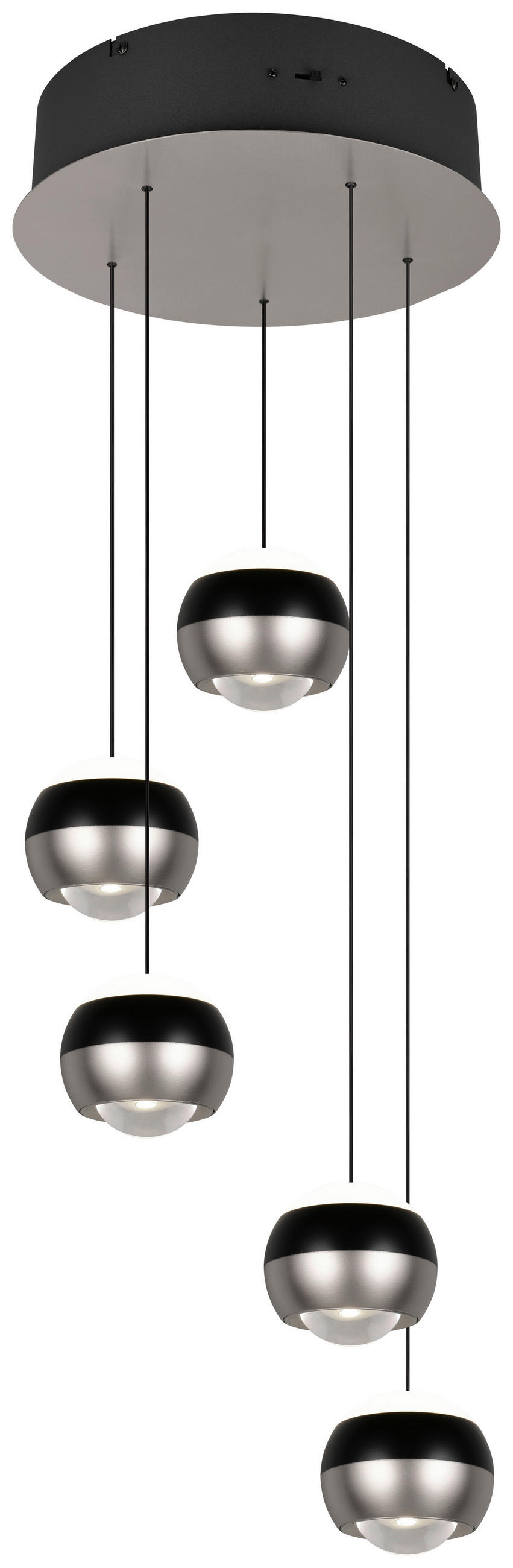 ZÁVESNÉ LED SVIETIDLO, 30/150 cm  - čierna/niklová, Design, kov (30/150cm) - Trio Leuchten