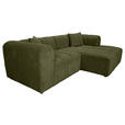 ECKSOFA Dunkelgrün Cord Zierkissen, Rücken echt  - Dunkelgrün/Schwarz, KONVENTIONELL, Kunststoff/Textil (250/162cm) - Carryhome