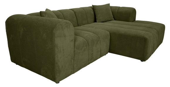 ECKSOFA Dunkelgrün Cord Zierkissen, Rücken echt  - Dunkelgrün/Schwarz, KONVENTIONELL, Kunststoff/Textil (250/162cm) - Carryhome
