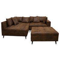 KUTNA GARNITURA tekstil  smeđa   - crna/smeđa, Design, tekstil/drvo (174/247cm) - MID.YOU