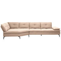 ECKSOFA in Flachgewebe Hellbraun  - Hellbraun/Schwarz, Design, Textil/Metall (157/344cm) - Chilliano