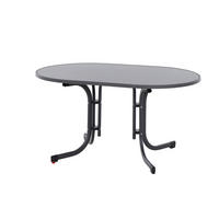 GARTENKLAPPTISCH Metall, Holzwerkstoff Anthrazit oval  - Anthrazit, KONVENTIONELL, Holzwerkstoff/Metall (140/90/71cm) - Siena Garden