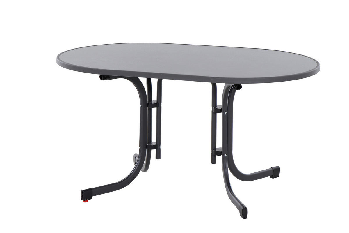 GARTENKLAPPTISCH Metall, Holzwerkstoff Anthrazit oval  - Anthrazit, KONVENTIONELL, Holzwerkstoff/Metall (140/90/71cm) - Siena Garden