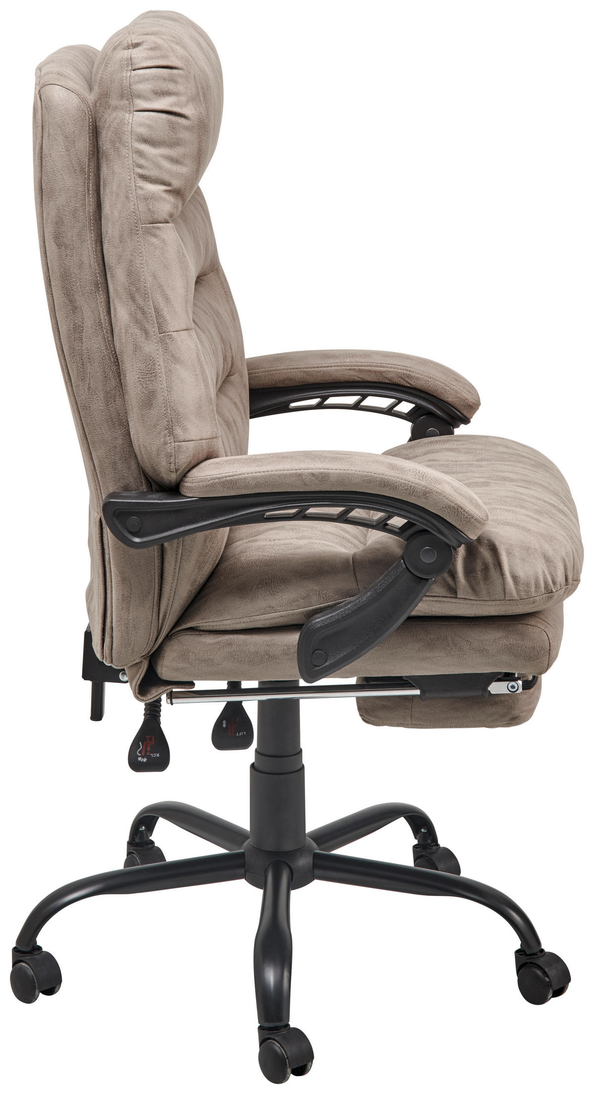 CHEFSESSEL  in Mikrofaser Grau, Schwarz  - Schwarz/Grau, Lifestyle, Kunststoff/Textil (66/126-134/59cm) - MID.YOU