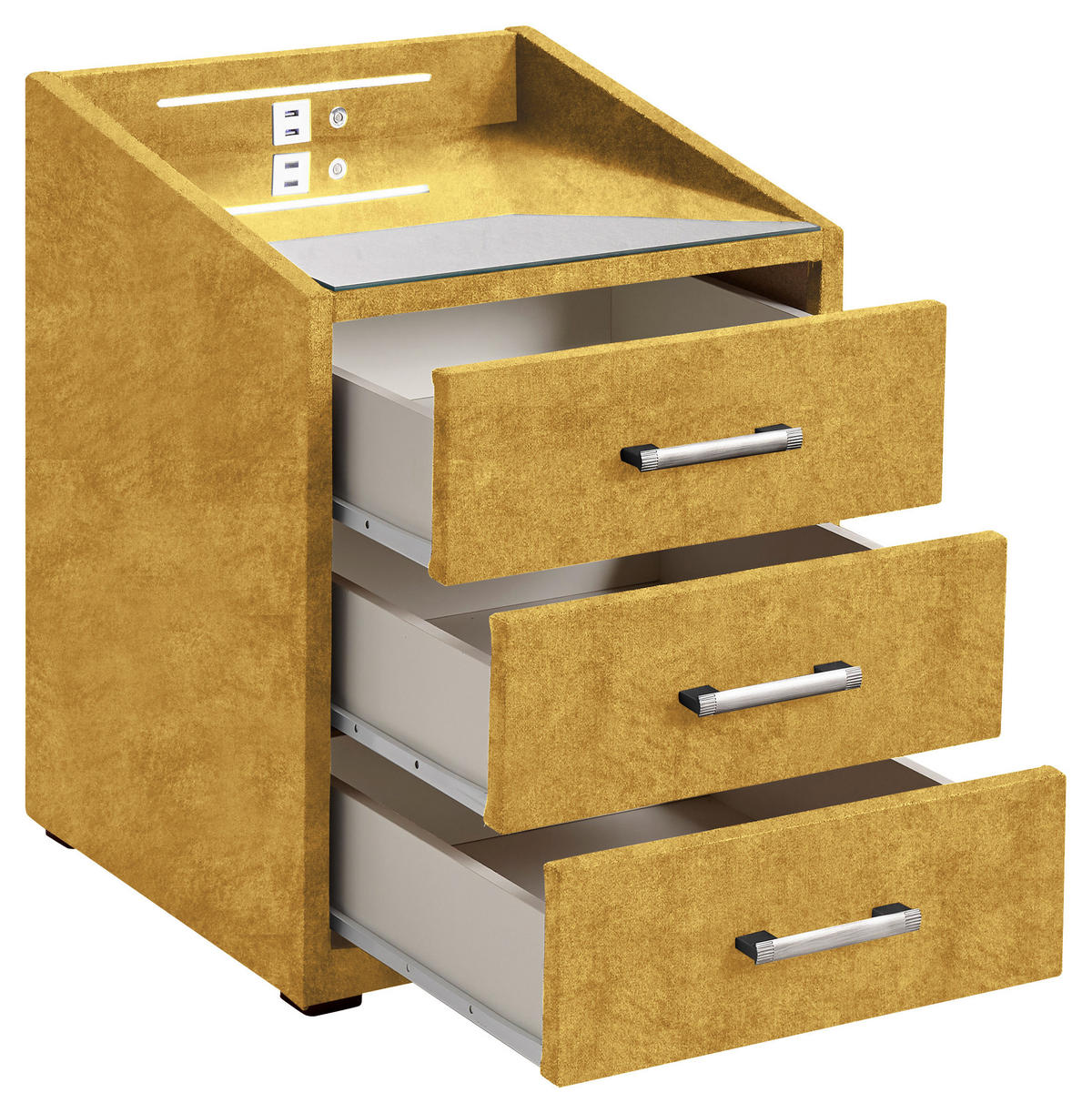 NACHTSCHRANK 47/61/46 cm  - Currygelb/Silberfarben, MODERN, Holzwerkstoff/Kunststoff (47/61/46cm) - MID.YOU