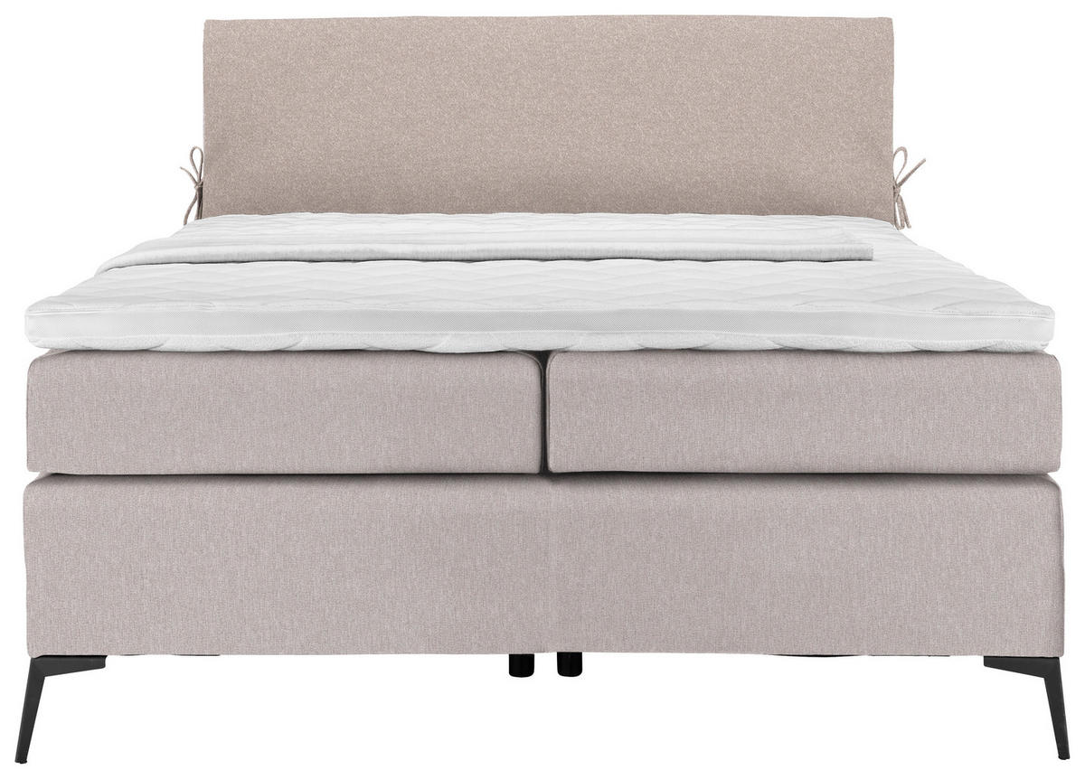 POSTELJA BOXSPRING 120 cm   x 200 cm  , tekstil svetlo siva, bež  - črna/bež, Design, kovina/tekstil (120/200cm) - Hom`in