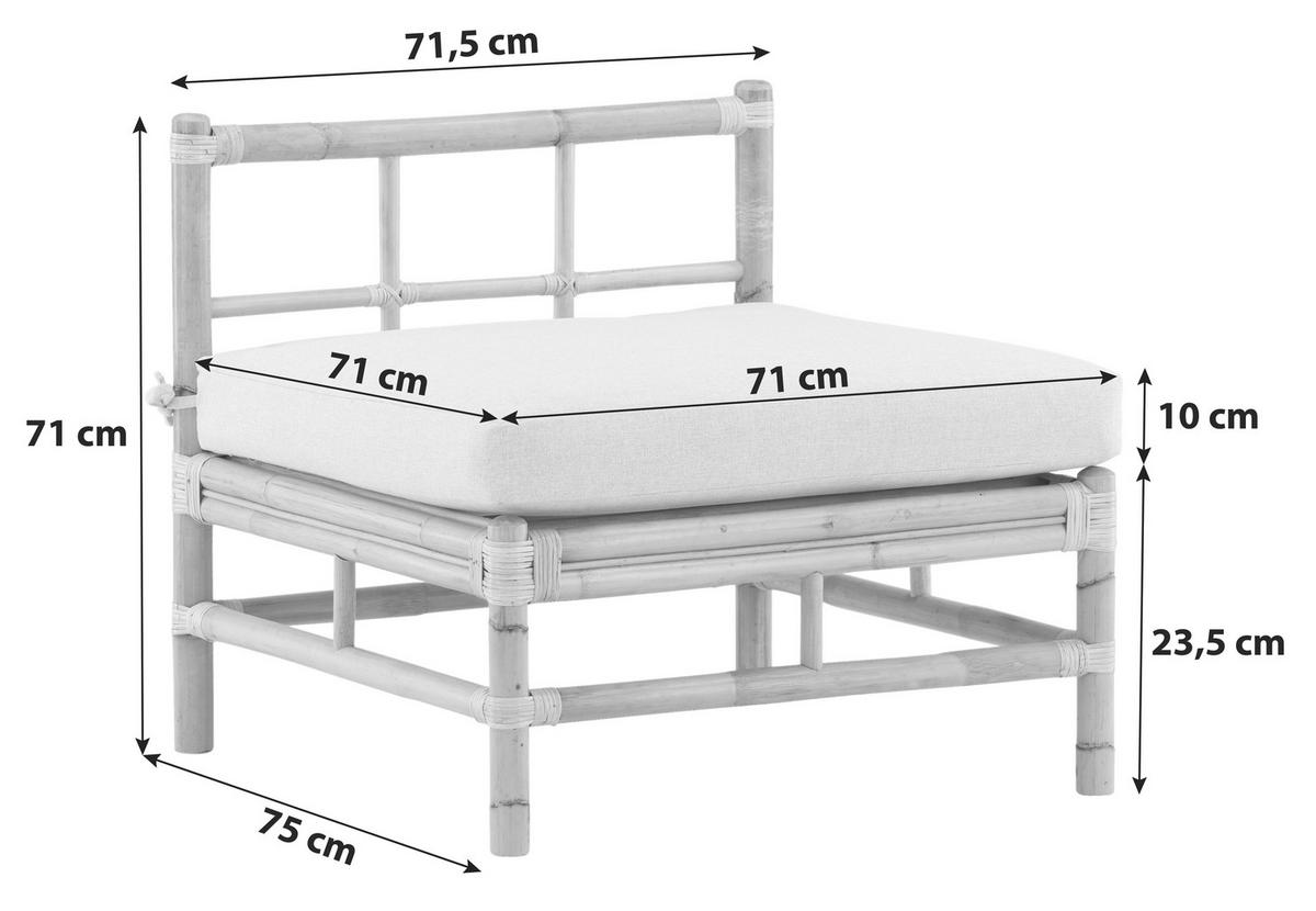 LOUNGESOFA 71,5/71/75 cm Bambus, Rattan  - Hellbraun, KONVENTIONELL, Holz (71,5/71/75cm) - Gardenson