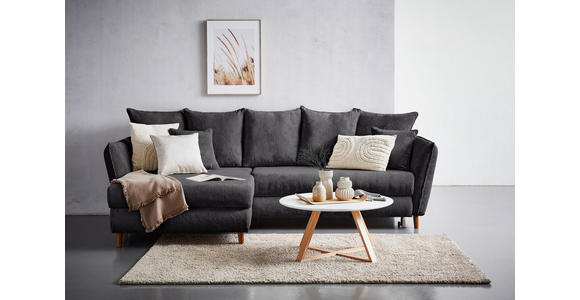 ECKSOFA in Cord Dunkelgrau  - Eichefarben/Dunkelgrau, KONVENTIONELL, Holz/Textil (284/162cm) - Carryhome