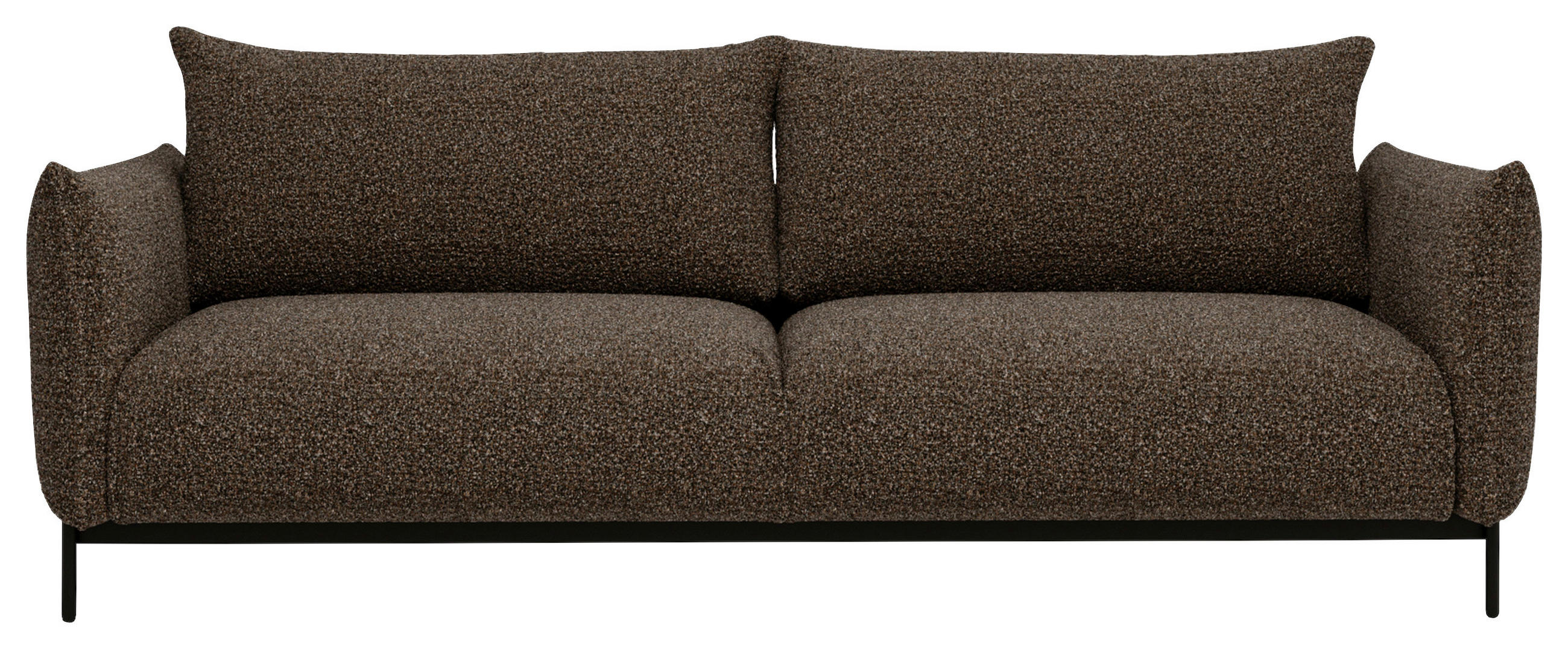 SOFA Chenille Schwarz, Dunkelbraun  - Dunkelbraun/Schwarz, Design, Textil/Metall (223/96/95cm) - Livetastic