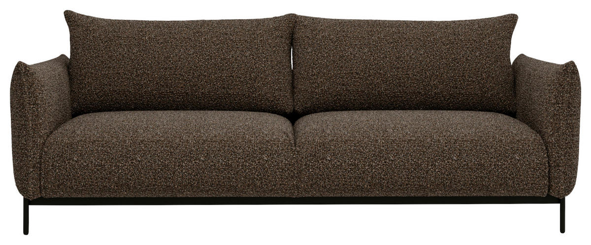 SOFA Chenille Schwarz, Dunkelbraun  - Dunkelbraun/Schwarz, Design, Textil/Metall (223/96/95cm) - Livetastic