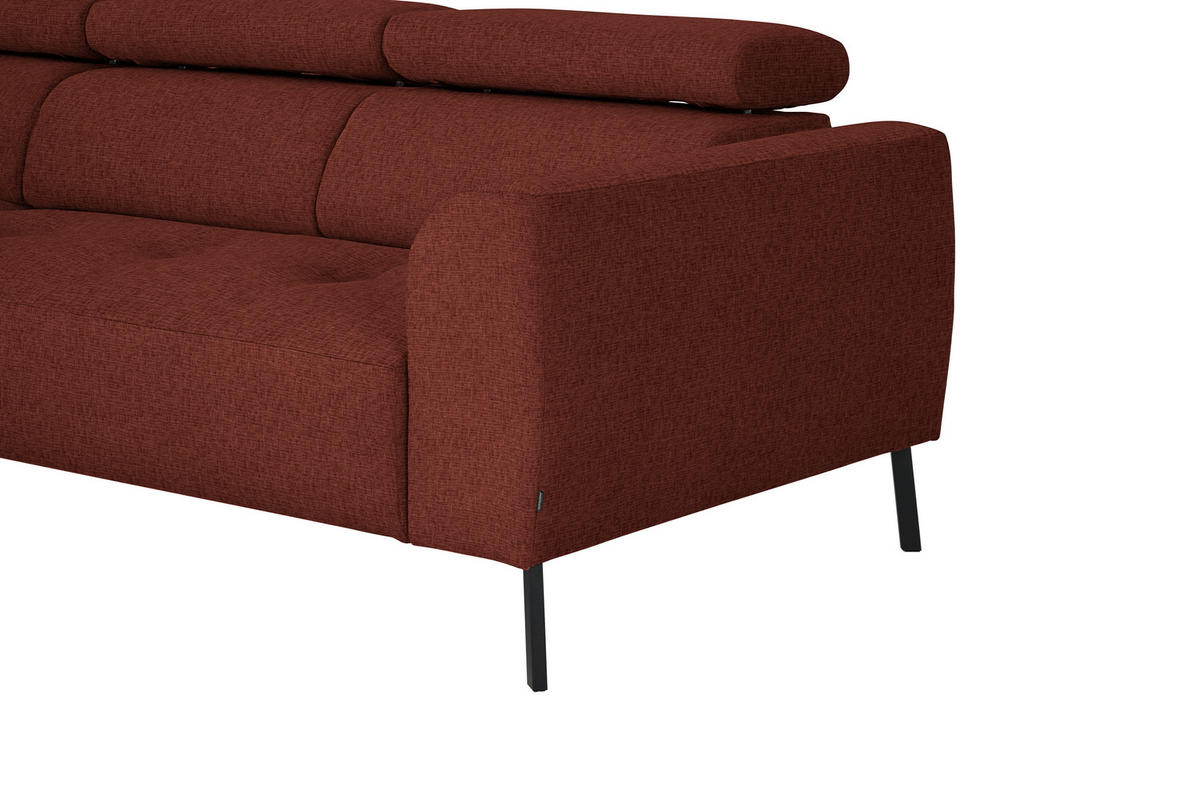 ECKSOFA in Chenille Rostfarben  205/280 cm  - Rostfarben/Schwarz, Design, Textil/Metall (205/280cm) - Xora