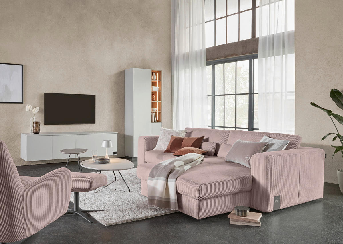 ECKSOFA JOOP Rosa Cord  - Schwarz/Rosa, KONVENTIONELL, Kunststoff/Textil (269/192cm) - Joop!