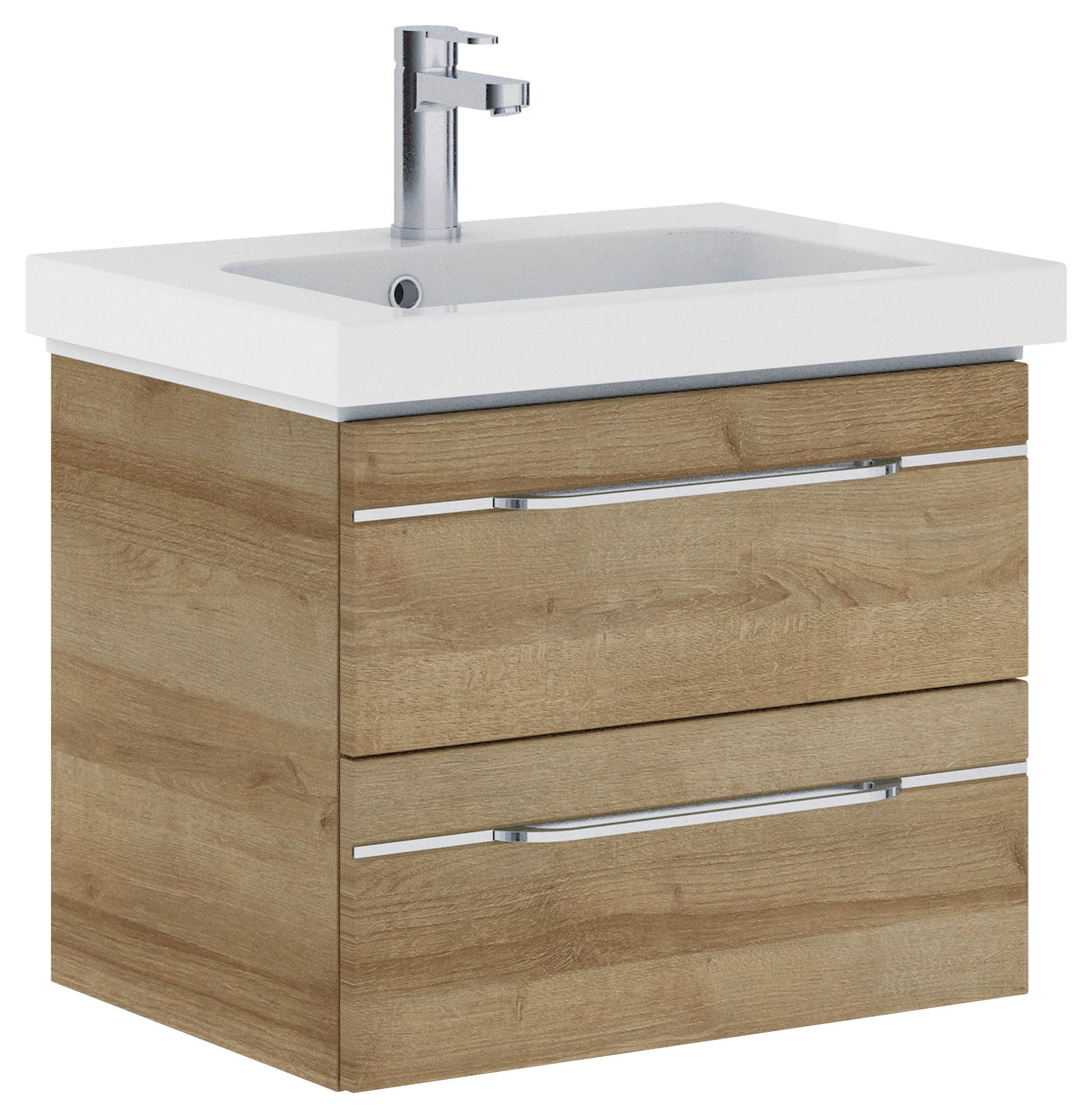 WASCHTISCHKOMBI 64,4 cm  - Chromfarben/Eichefarben, KONVENTIONELL, Holzwerkstoff/Stein (64,4cm) - Pelipal