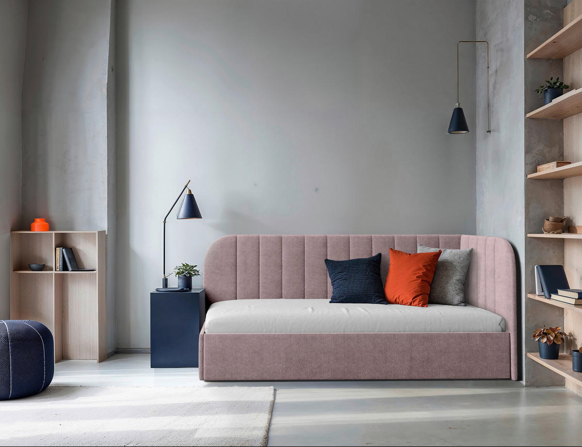 POLSTERBETT 90/200 cm, inkl. Lattenrost, Bettkasten,  in Rosa  - Schwarz/Rosa, MODERN, Holz/Holzwerkstoff (90/200cm) - MID.YOU