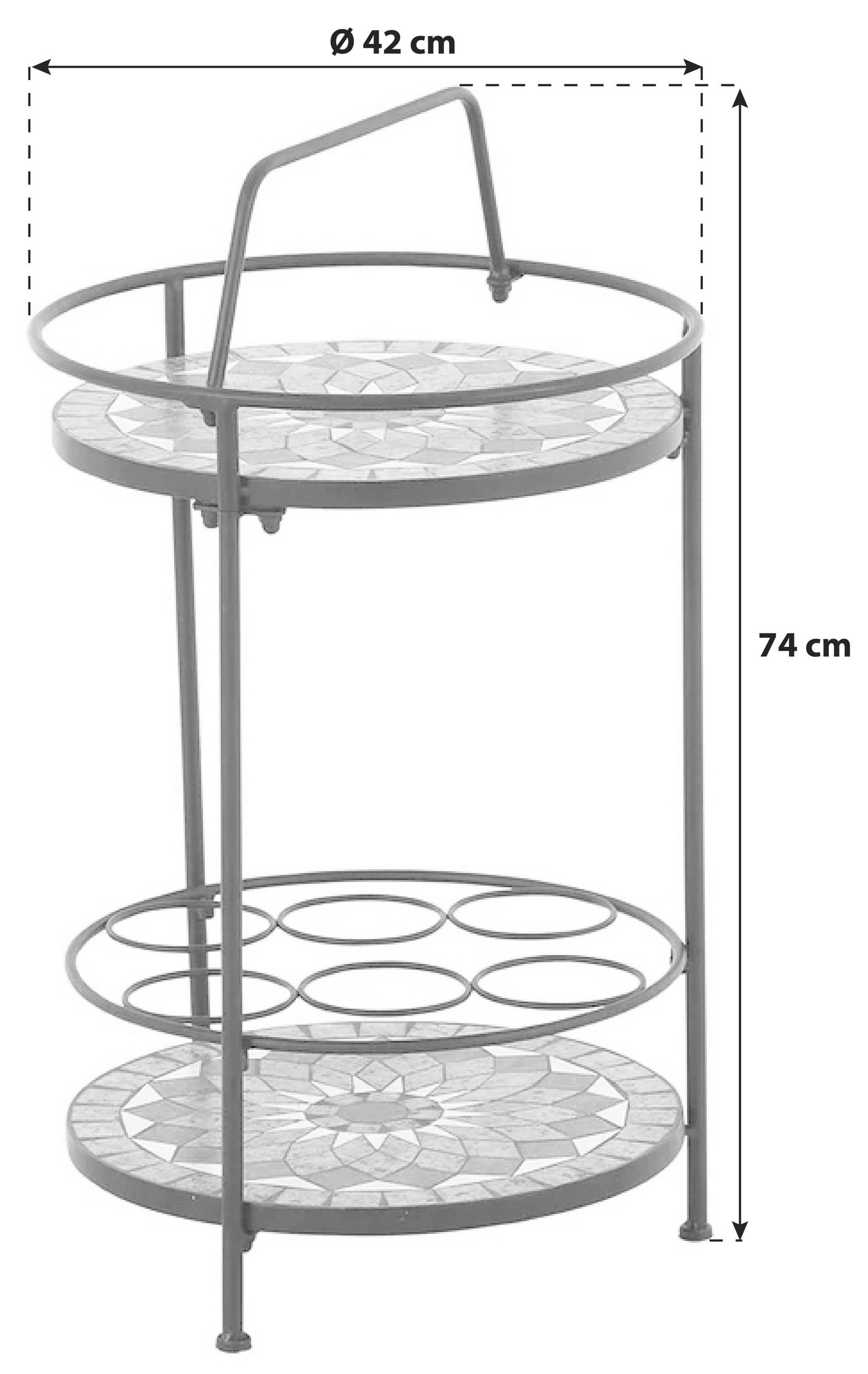 GARTENTISCH 42/42/74 cm Metall, Keramik rund  - Schwarz, KONVENTIONELL, Keramik/Metall (42/42/74cm) - Siena Garden