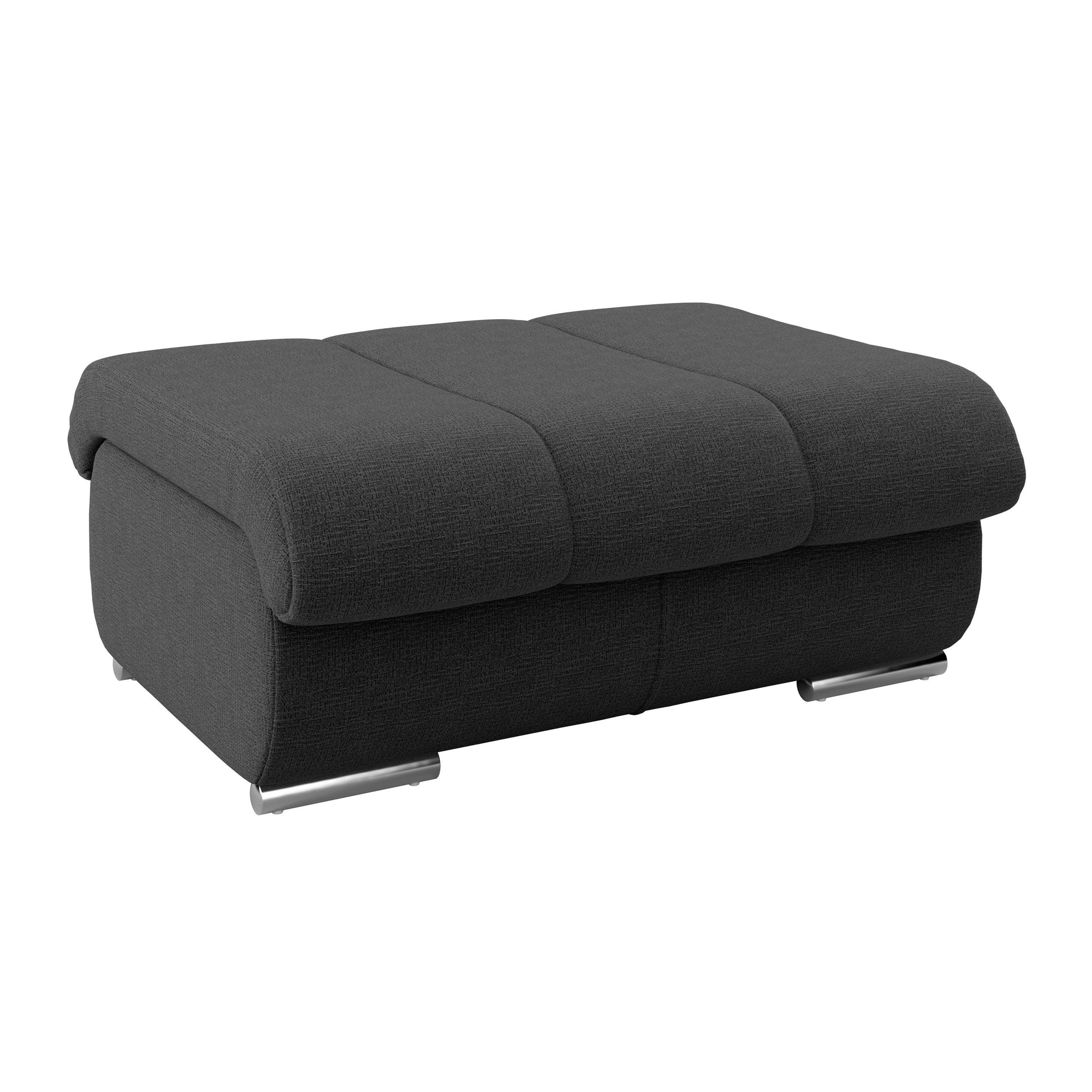 HOCKER Textil Schwarz  - Chromfarben/Schwarz, Modern, Textil/Metall (100/43/80cm) - Livetastic