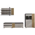 WOHNWAND  in Greige, Wildeiche  314/211/45 cm  - Wildeiche/Greige, Design, Glas/Holz (314/211/45cm) - Moderano