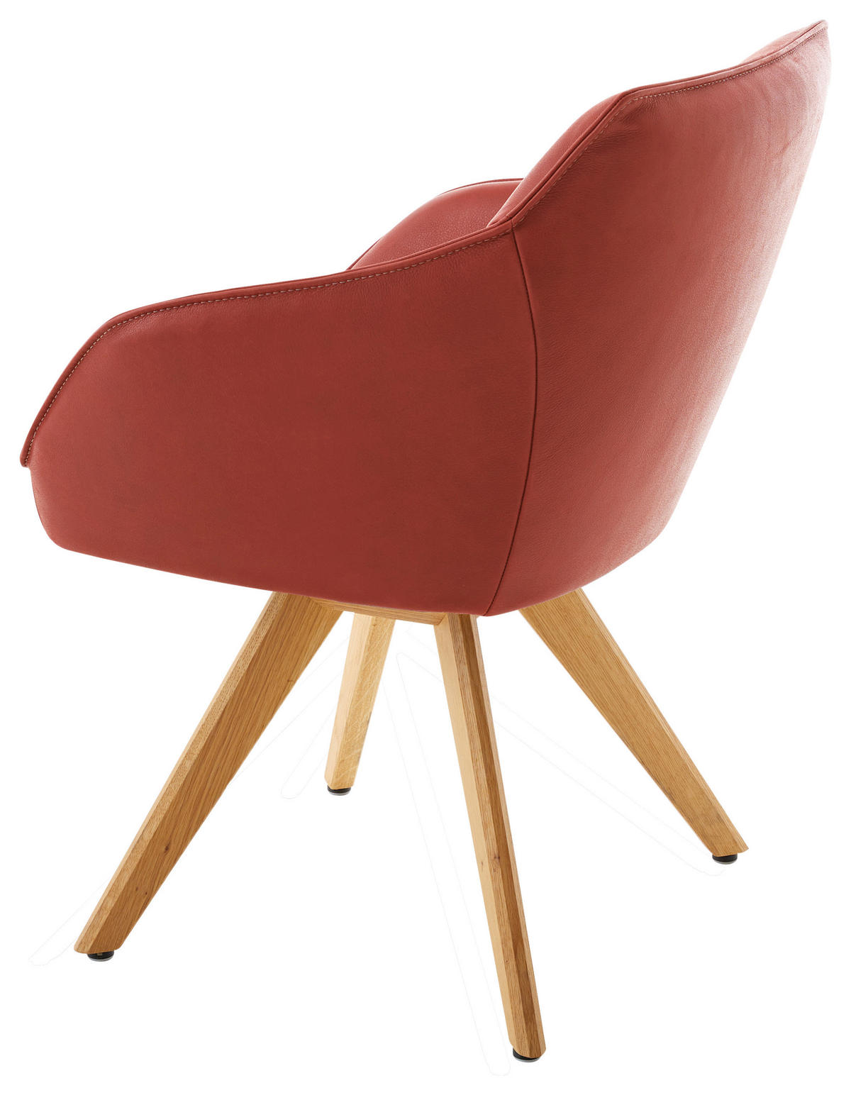 ARMLEHNSTUHL  in Echtleder naturbelassen  - Eichefarben/Rot, Design, Leder/Holz (60/84/67cm) - Koinor