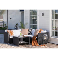 LOUNGEGARNITUR  - Schwarz, KONVENTIONELL, Kunststoff - Gardenson