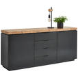 SIDEBOARD  180/80/40 cm 4 Schublade(n)  - Schwarz/Eiche Artisan, KONVENTIONELL, Holzwerkstoff/Metall (180/80/40cm) - Xora