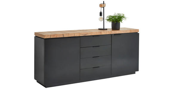 SIDEBOARD  180/80/40 cm 4 Schublade(n)  - Schwarz/Eiche Artisan, KONVENTIONELL, Holzwerkstoff/Metall (180/80/40cm) - Xora