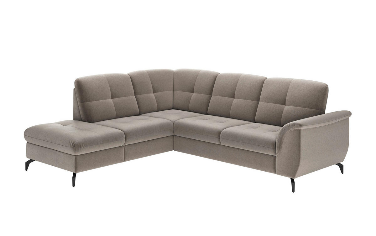 ECKSOFA in Flachgewebe Taupe  - Taupe/Schwarz, Modern, Textil/Metall (212/244cm) - Sit & More