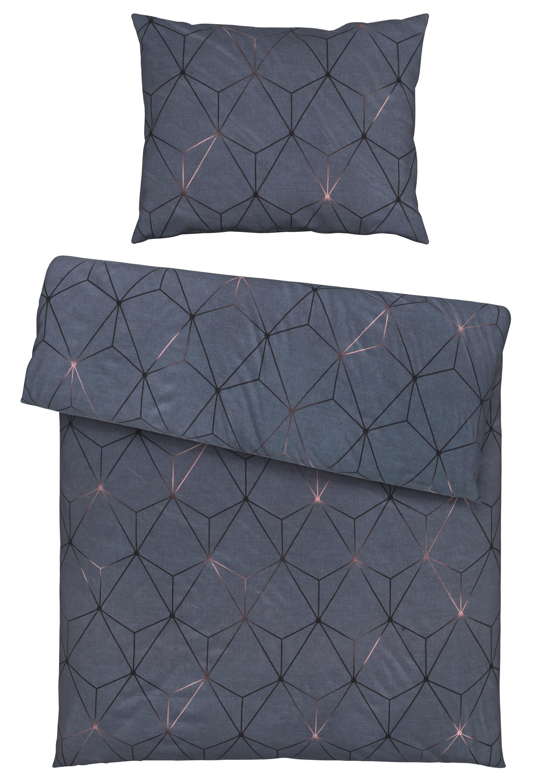 BETTWÄSCHE 3-teilig KIAN Satin 140/200 cm  - Graphitfarben, Design, Textil (140/200cm) - Estella