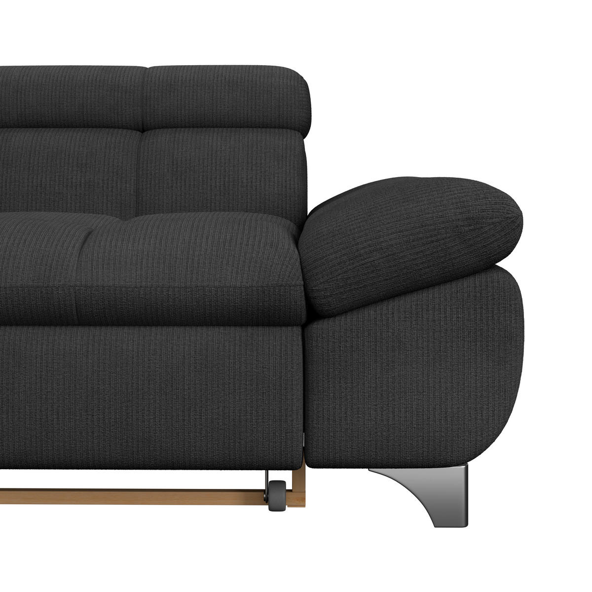 ECKSOFA Schwarz Chenille  - Chromfarben/Schwarz, KONVENTIONELL, Textil/Metall (234/312cm) - Livetastic