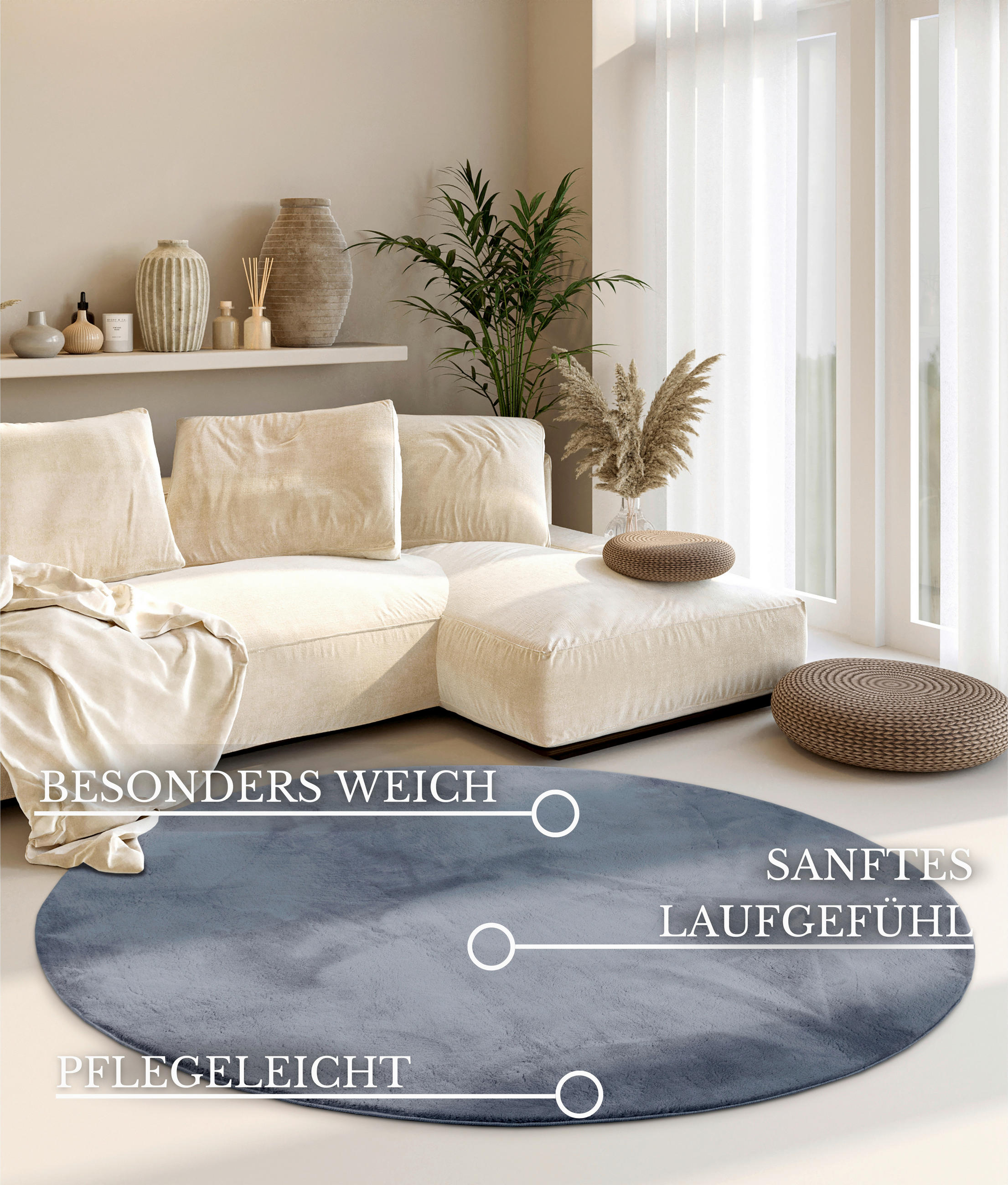 HOCHFLORTEPPICH 160 cm Kollektion 1899 Anthrazit  - Anthrazit, Design, Textil (160cm) - Villeroy & Boch