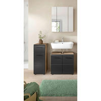BADEZIMMER 3-teilig  in 90 cm  - Eiche dunkel/Schwarz, Basics, Holzwerkstoff/Kunststoff (90cm) - MID.YOU