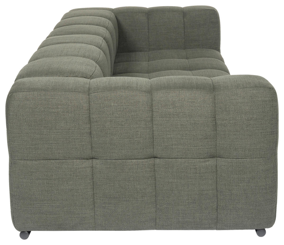 BIGSOFA in Flachgewebe, Leinenoptik Olivgrün  - Schwarz/Olivgrün, Design, Textil/Metall (262/66/113cm) - Emilio Belluti