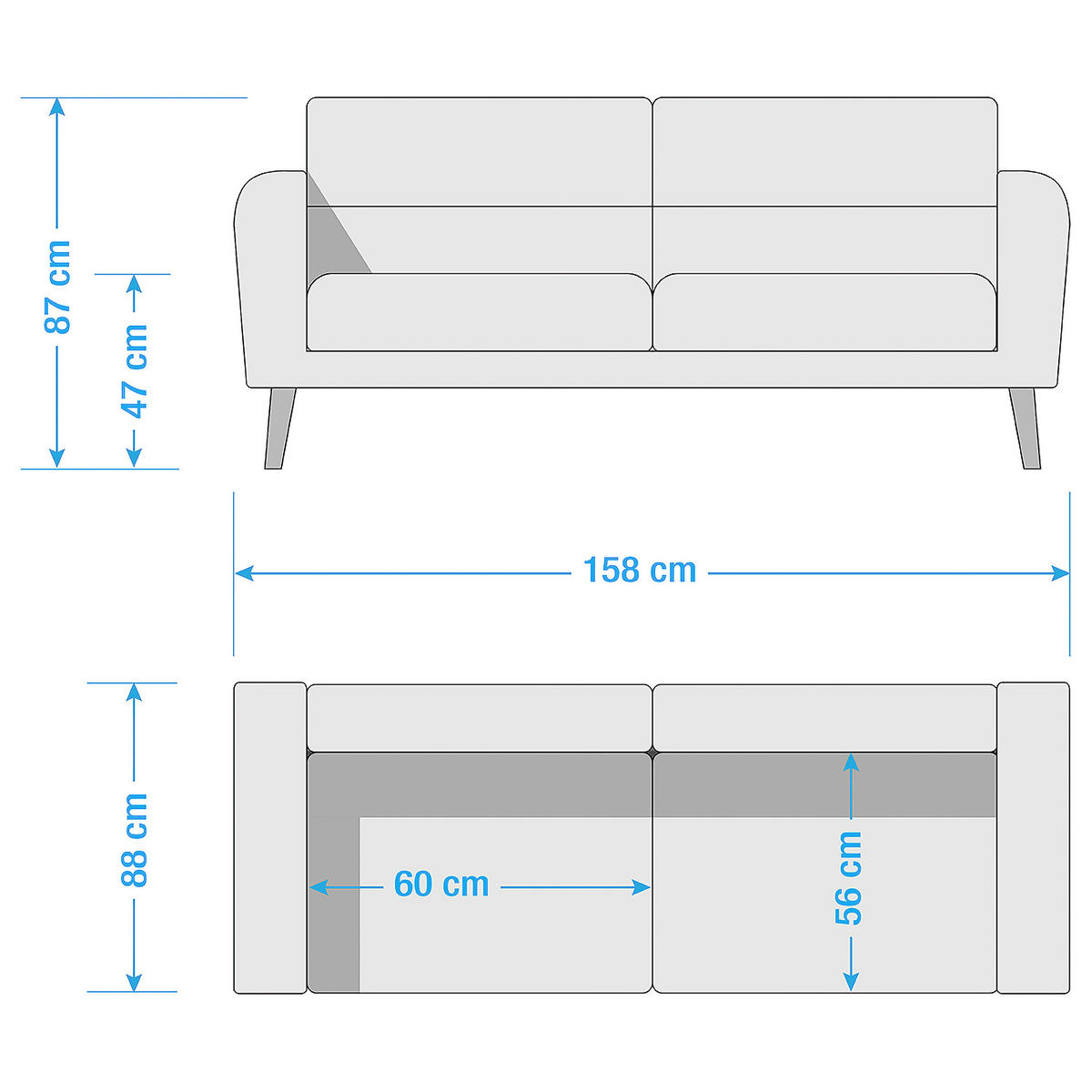 2-SITZER-SOFA in Webstoff Gelb  - Gelb/Buchefarben, Design, Holz/Textil (158/87/88cm) - Livetastic