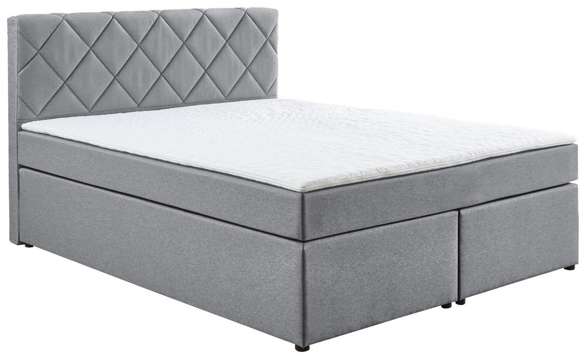 BOXSPRINGBETT 140/200 cm  in Grau  - Schwarz/Grau, Konventionell, Kunststoff/Textil (140/200cm) - Boxxx