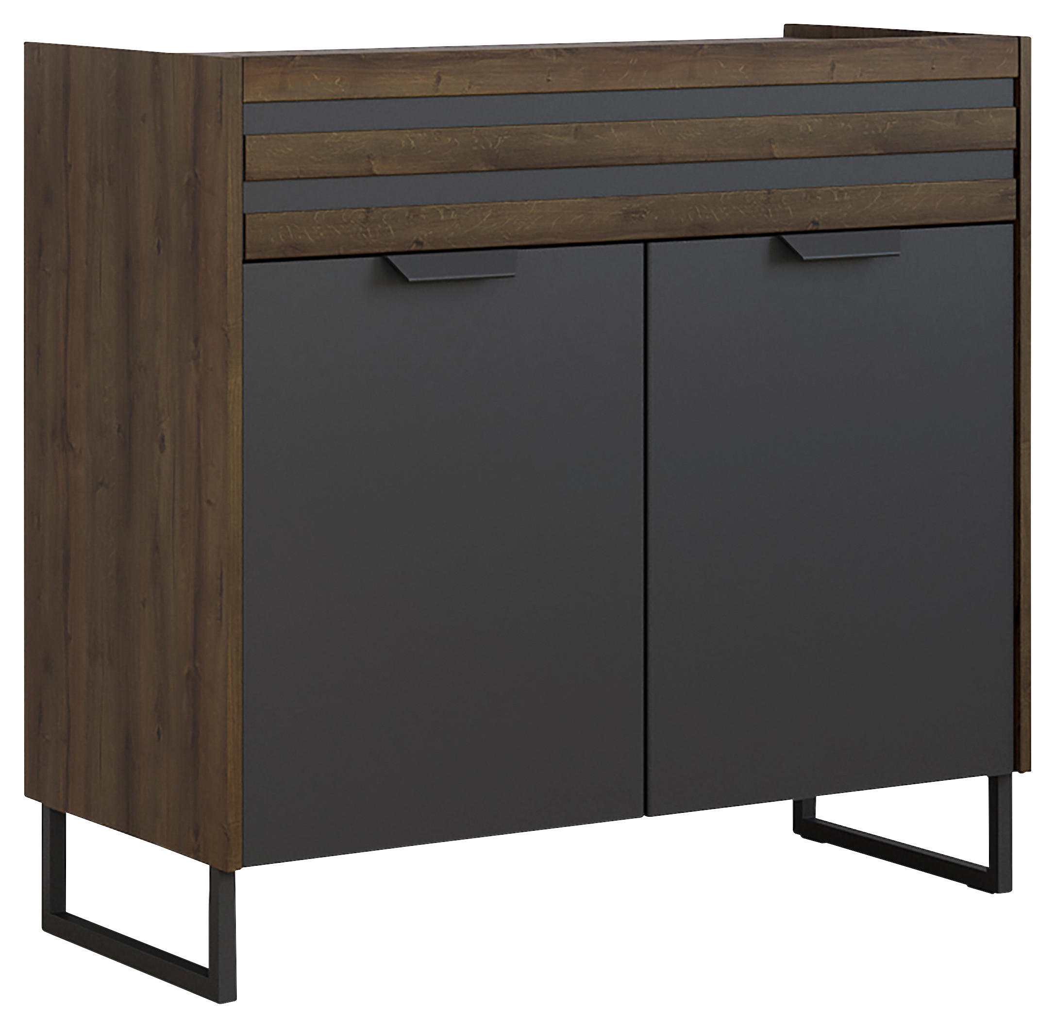 KOMMODE 96/87/41 cm  in Dunkelgrau, Eiche dunkel  - Eiche dunkel/Dunkelgrau, Modern, Holzwerkstoff/Metall (96/87/41cm) - Rauch Möbel