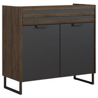 KOMMODE  in 96/87/41 cm  - Eiche dunkel/Dunkelgrau, MODERN, Holzwerkstoff/Metall (96/87/41cm) - Rauch Möbel