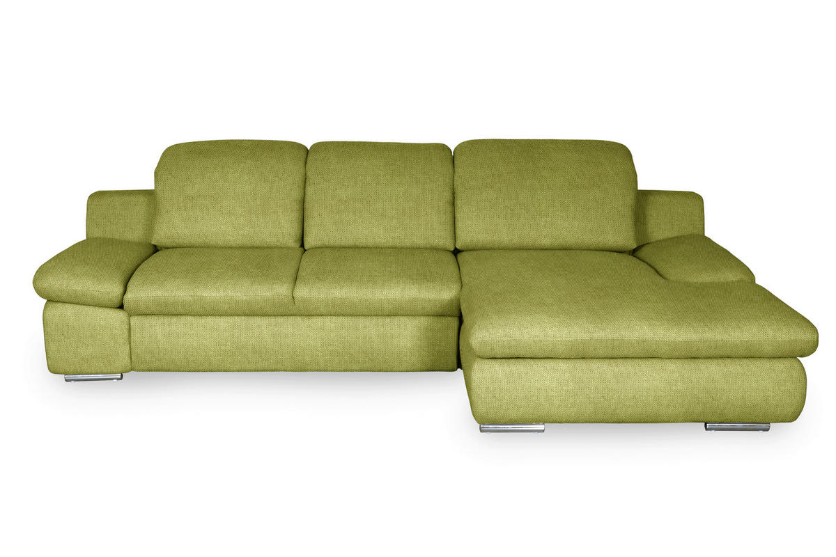 ECKSOFA in Chenille Grün  - Chromfarben/Grün, Design, Textil/Metall (286/165cm) - Livetastic