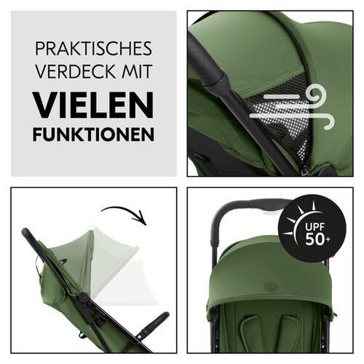 BUGGY TRAVEL N CARE PLUS  - Schwarz/Grün, Basics, Textil/Metall (81/51,5/105cm) - Hauck