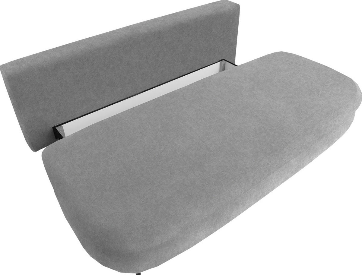 SCHLAFSOFA in Velours Hellgrau  - Hellgrau/Schwarz, Design, Holz/Textil (213/89/105cm) - Novel