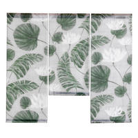 KURZGARDINE 3ER SET   90/80 cm   - Dunkelgrün/Weiß, Natur, Textil (90/80cm)