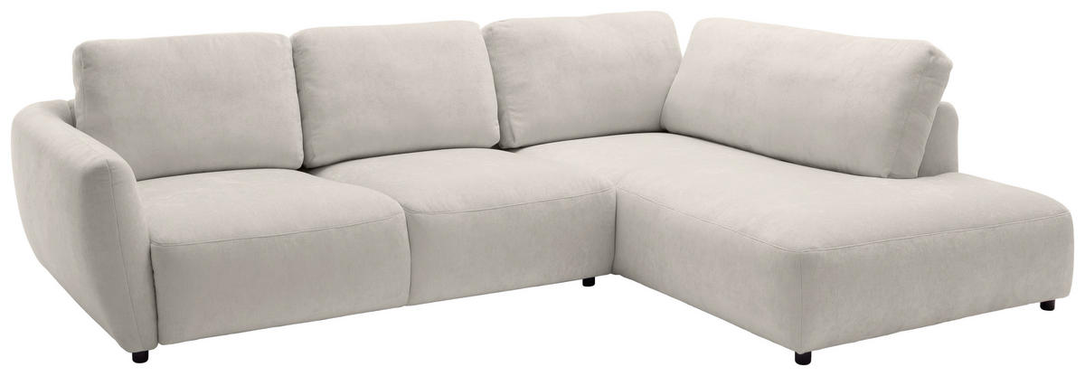 ECKSOFA  in Chenille Platinfarben  307/224 cm  - Platinfarben/Schwarz, KONVENTIONELL, Kunststoff/Textil (307/224cm) - Hom`in