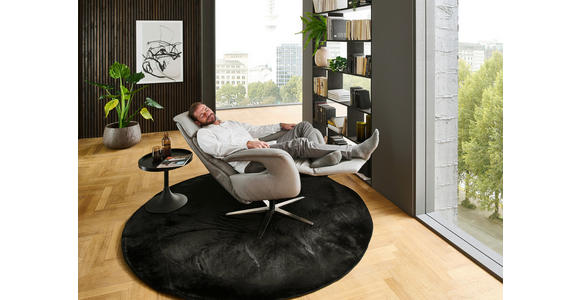 RELAXSESSEL in Leder Greige  - Edelstahlfarben/Greige, Design, Leder/Metall (76/119/86cm) - Dieter Knoll