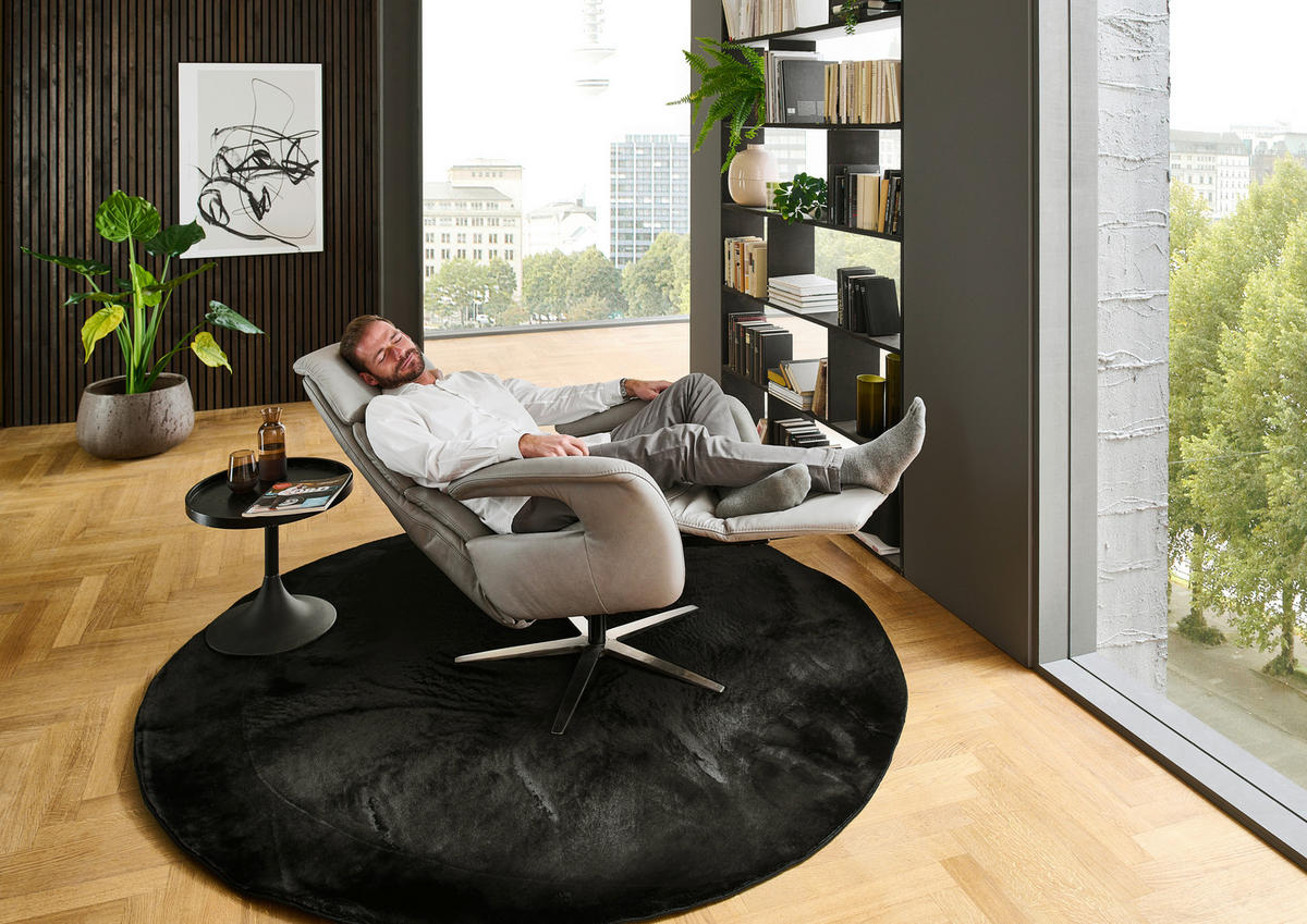 RELAX FOTEL - nemesacél/szürkésbézs, Design, bőr/fém (76/119/86cm) - Valdera