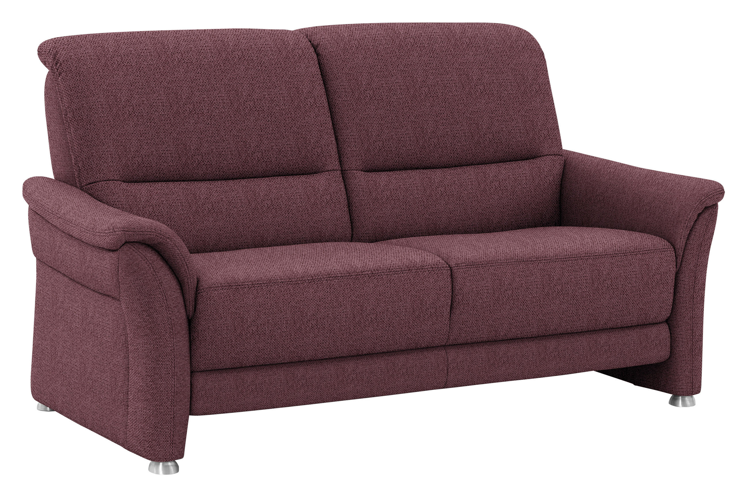 2,5-SITZER  in Flachgewebe Weinrot  - Weinrot/Alufarben, KONVENTIONELL, Textil/Metall (172/96/93cm) - Beldomo Premium