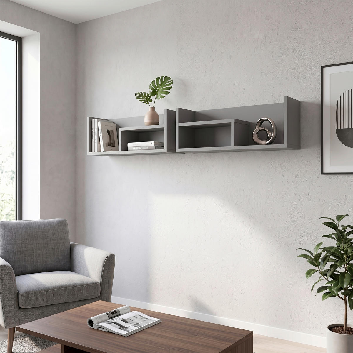 WANDBOARD SHIRLEY Holzwerkstoff Anthrazit, Grau, Grün  - Anthrazit/Grau, Design, Holzwerkstoff (140/24/22cm) - Carryhome