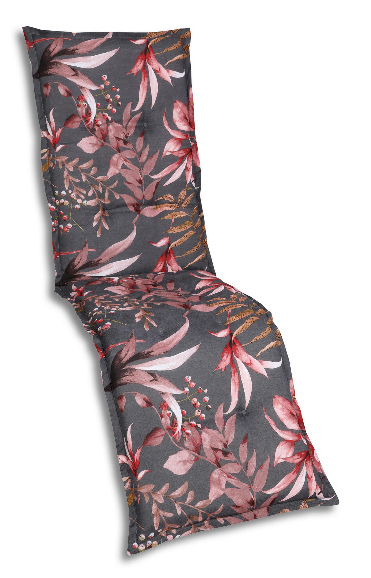 RELAXSESSELAUFLAGE in Anthrazit, Braun, Rosa Blätter  - Anthrazit/Braun, Basics, Textil (50/7/170cm)