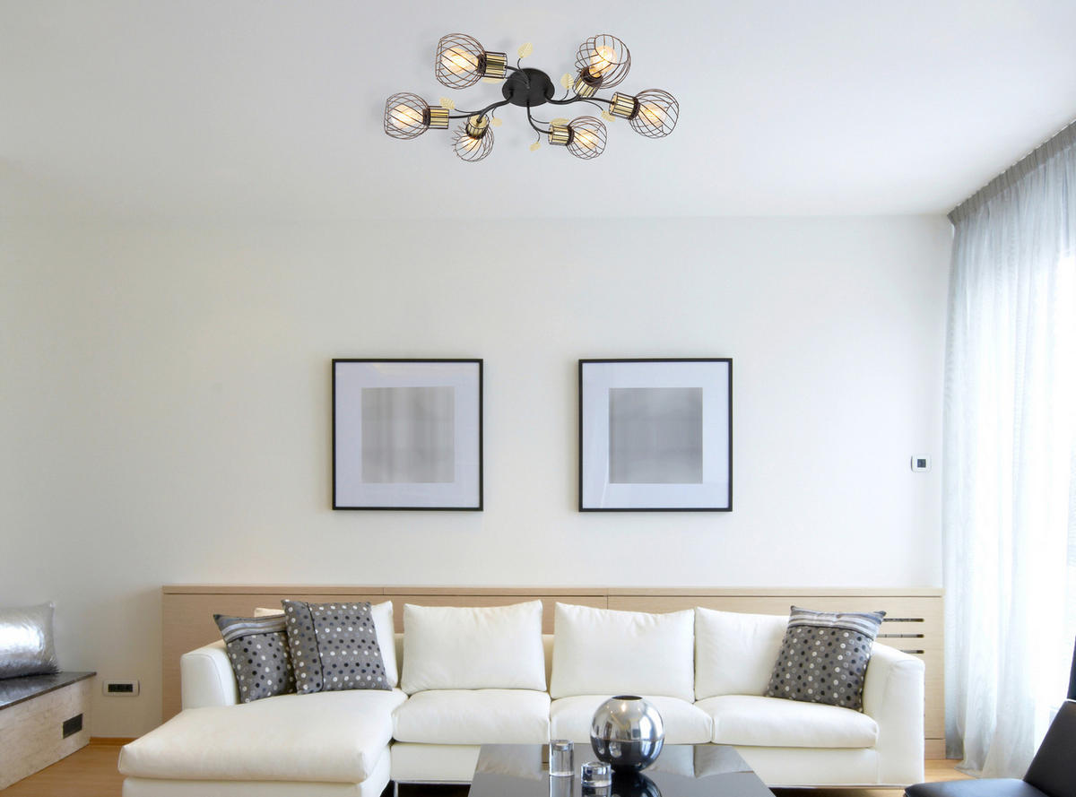 MENNYEZETI LÁMPA - fekete/sárgarézszínű, Basics, fém (71/54/16,5cm) - Globo