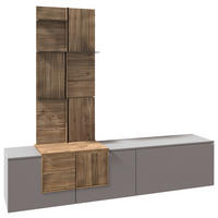 WOHNWAND VLACERA LIVING  in Grau, Wildeiche  224/198/45 cm  - Wildeiche/Grau, Design, Glas/Holz (224/198/45cm) - Voglauer