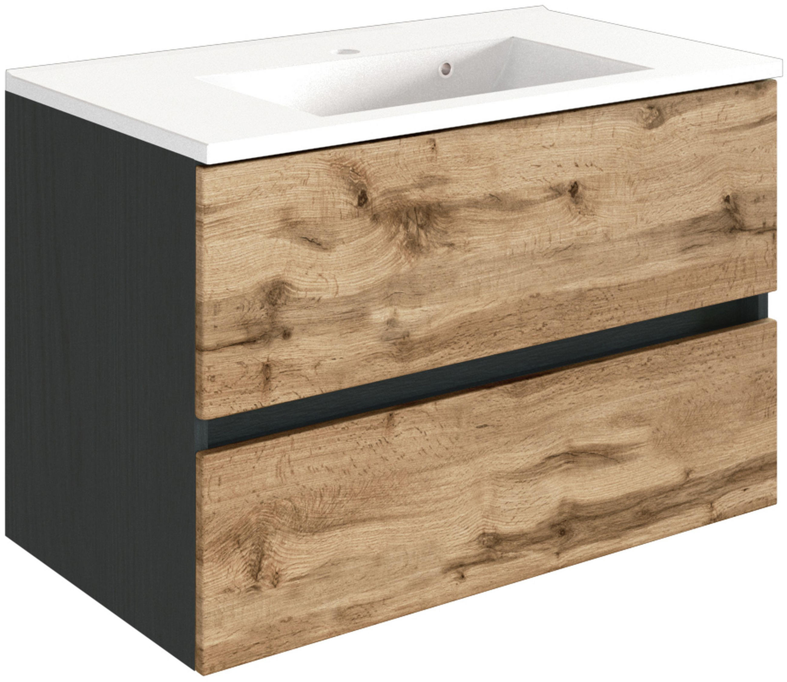 WASCHTISCHKOMBI 80 cm  - Eiche Wotan/Weiß, Design, Holzwerkstoff/Stein (80cm) - Held