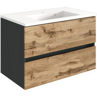 WASCHTISCHKOMBI 80 cm  - Eiche Wotan/Weiß, Design, Holzwerkstoff/Stein (80cm) - Held